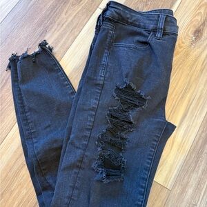 American Eagle Outfitters Black Distressed Skinny Jeans